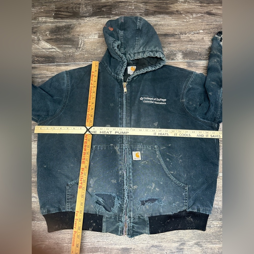 Vintage Carhartt J140 Made in USA Black Faded Distressed Work Jacket XL - Picture 5 of 16